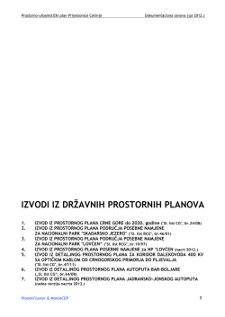 IZVODI IZ DRŽAVNIH PROSTORNIH PLANOVA
