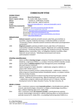 Curriculum Vitae - Medicinska informatika