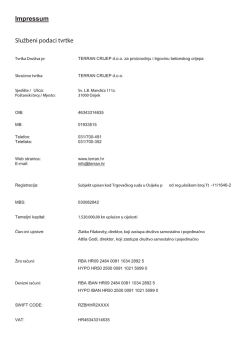 Impressum Službeni podaci tvrtke