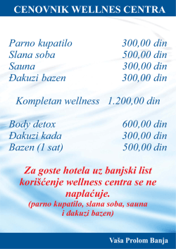 Cenovnik Wellness usluga