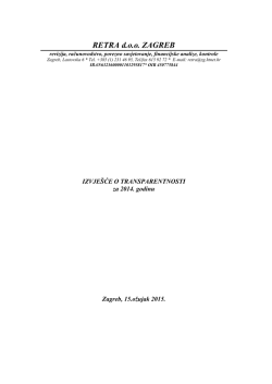 Izvje&scaron;će o transparentnosti za 2014. godinu