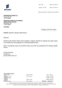 Obavijest o stjecanju vlastitih dionica