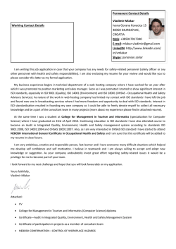 Permanent Contact Details Vladimir Mlakar Ivana Gorana Kovacica