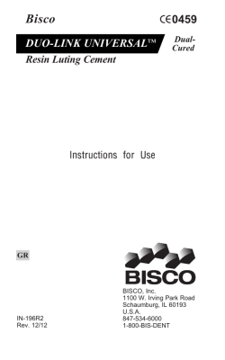 Instructions for Use CE0459 DUO-LINK UNIVERSAL&trade;