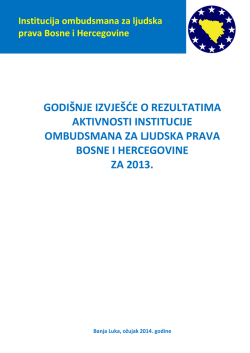 godi&scaron;nje izvje&scaron;će o rezultatima aktivnosti institucije ombudsmana za