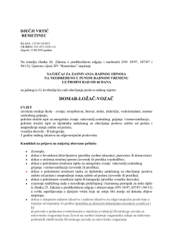 Natječaj za radno mjesto domar-ložač-vozač