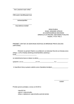 Zahtjev za izdavanje Dozvole za brisanje prava