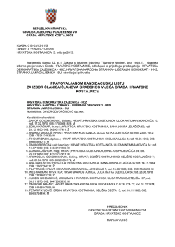 pravovaljane kandidacijske liste za izbor članica/članova gradskog