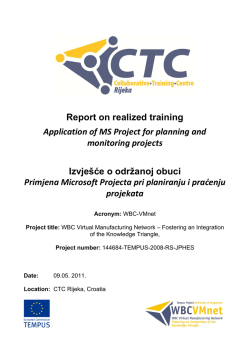 Report on realized training Application of MS Project - WBC
