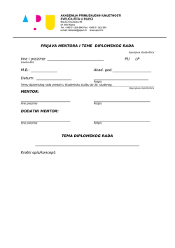 PRIJAVA MENTORA I TEME DIPLOMSKOG RADA Ime i prezime