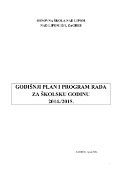Godi&scaron;nji plan i program za &scaron;k. god 2014/15