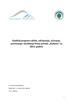 Godi&scaron;nji program za&scaron;tite, održavanja, očuvanja, promicanja i