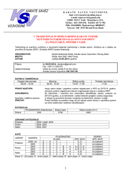 Propozicije - Karate Federacija Srbije