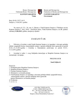 Z A K LJ U Č A K - Skupština Kantona Sarajevo