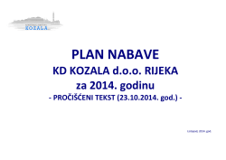 PLAN NABAVE - Kozala d.o.o.