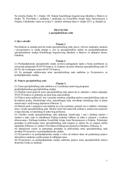 Pravilnik o specijalističkom radu - Katolički bogoslovni fakultet u