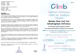 Medium Chain Acyl CoA Dehydrogenase Deficiency An