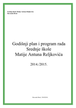 Godišnji plan i program rada Srednje škole Matije Antuna Reljkovića