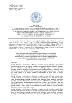 SVEUČILI&Scaron;TE U ZADRU KLASA: 602-04/13-0302