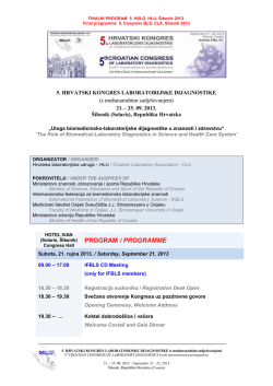 FINALNI PROGRAM 5. KONGRESA, HLU, &Scaron;ibenik 2013