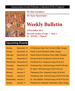 Weekly Bulletin - Annunciation Greek Orthodox Cathedral Of New