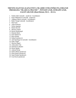 Spisak učesnika na treningu razvoja kapaciteta mladih i strate&scaron;ko