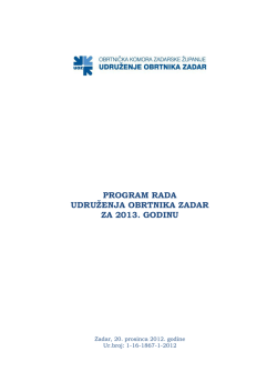 program rada udruženja obrtnika zadar za 2013. godinu