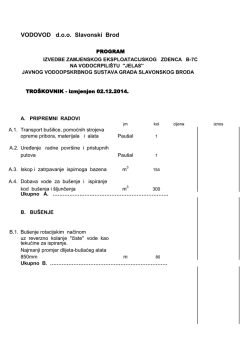 Izmjena tro&scaron;kovnika za izvođenje radova bu&scaron;enja istražno