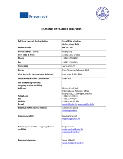 erasmus data sheet 2014/2015 - University of Split
