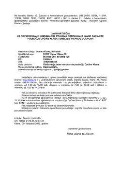 Javni natječaj za povjeravanje komunalnih poslova