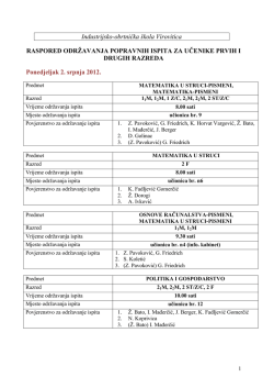 Industrijsko-obrtnička &scaron;kola Virovitica RASPORED ODRŽAVANJA