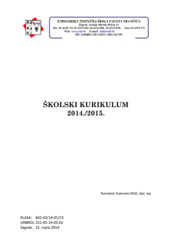 &Scaron;kolski Kurikulum - Strojarska tehnička &scaron;kola Fausta Vrančića