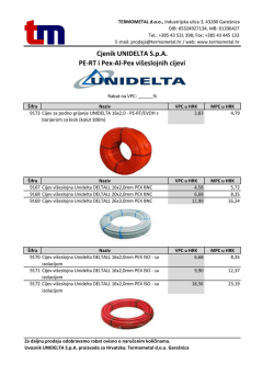 Cjenik UNIDELTA PE-RT i Pex-Al