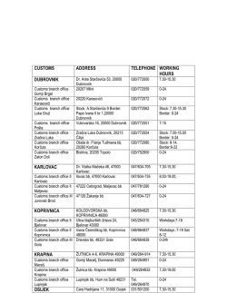 customs address telephone working hours
