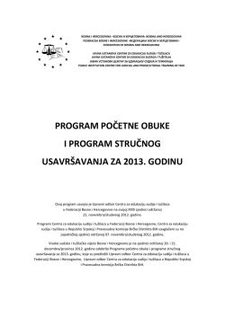 program početne obuke i program stručnog usavršavanja za 2013