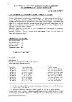 nastavni plan predmeta