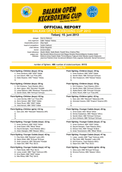 OFFICIAL REPORT -Balkan Open Tesanj 2013