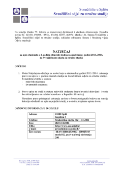 Sveučili&scaron;te u Splitu Sveučili&scaron;ni odjel za stručne studije