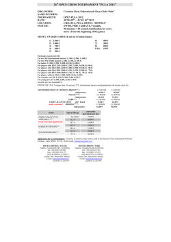 26 OPEN CHESS TOURNAMENT &rdquo;PULA 2012&rdquo;