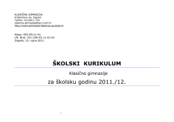 &Scaron;KOLSKI KURIKULUM za &scaron;kolsku godinu 2011./12.