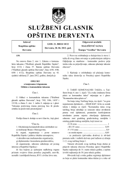 "Službeni glasnik op&scaron;tine Derventa", broj : 10/12