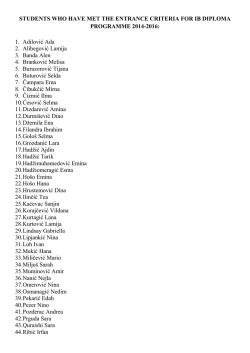 spisak ucenika koji su zadovoljili uslove za upis u IBDP