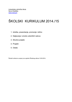 ŠKOLSKI KURIKULUM 2014./15