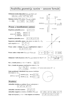 Analiticka geometrija ravnine &ndash; osnovne formule