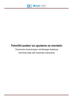 Tehnički podaci sa uputama za montažu