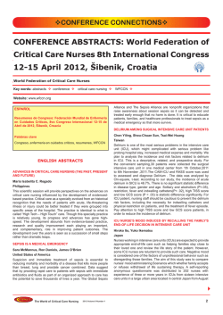 CONFERENCE ABSTRACTS: World Federation of Critical Care