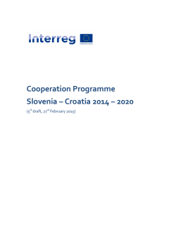 Cooperation Programme Slovenia – Croatia 2014 – 2020