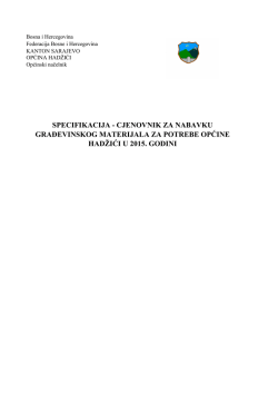 SPECIFIKACIJA MATERIJALA ZA TENDER 2015