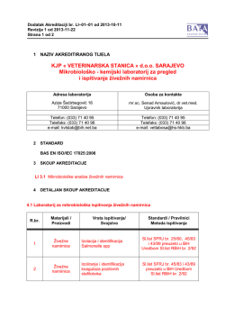 KJP &laquo; VETERINARSKA STANICA &raquo; d.o.o. SARAJEVO