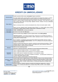 KREDITI ZA UMIROVLJENIKE - Banka Splitsko